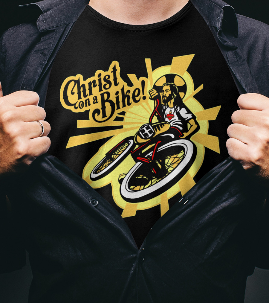 Christ On A Bike Retro Radiance Cycle Burst T-Shirt