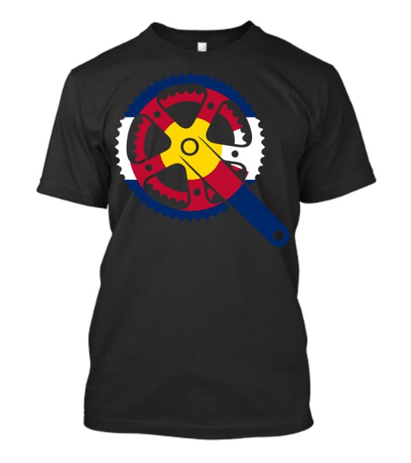 Colorado Bicycle Chainring With State Flag Colors T-Shirt