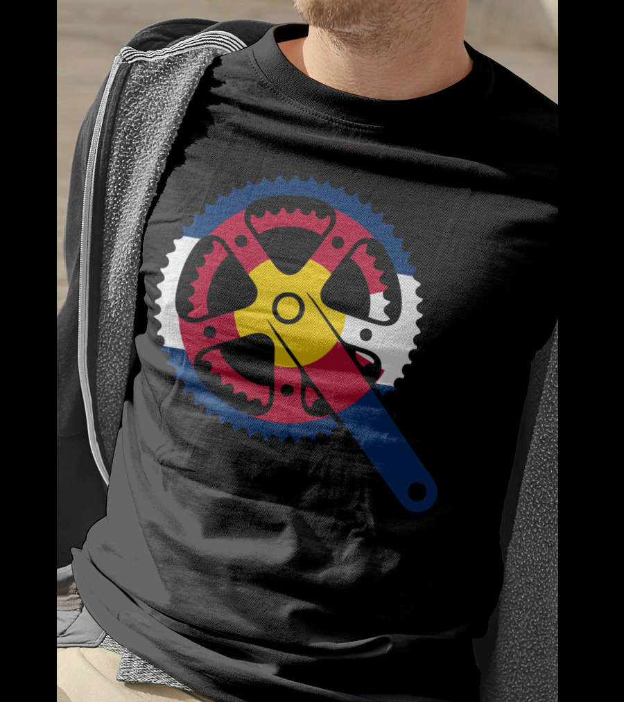 Colorado Bicycle Chainring With State Flag Colors T-Shirt