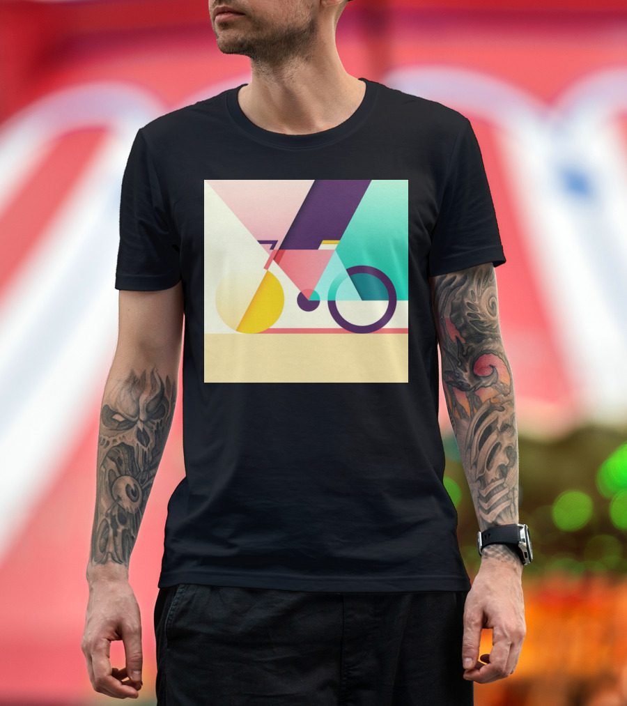 Colourful Geometric Bicycle Abstraction T-Shirt