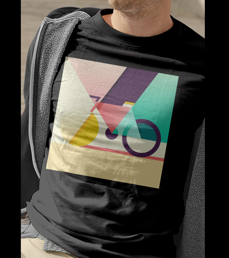 Colourful Geometric Bicycle Abstraction T-Shirt