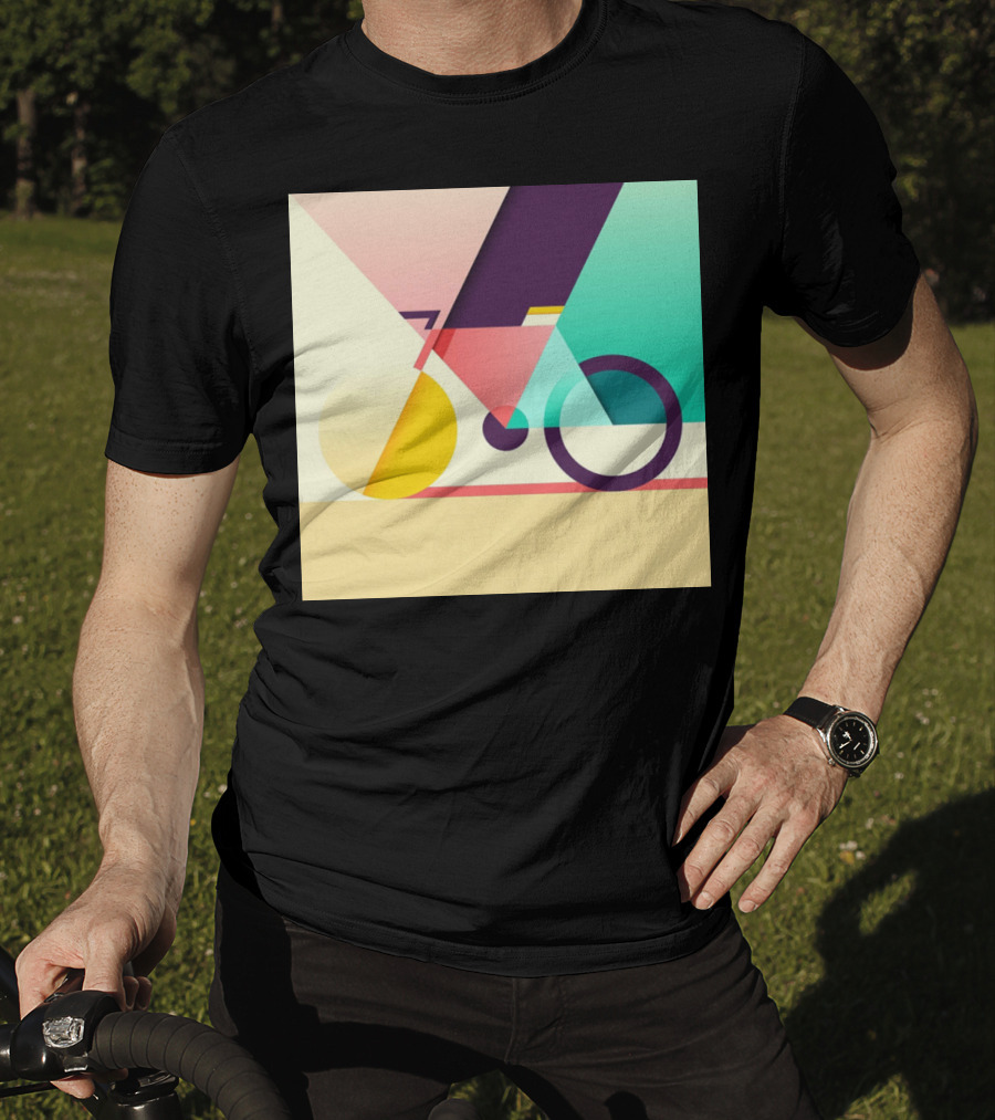 Colourful Geometric Bicycle Abstraction T-Shirt