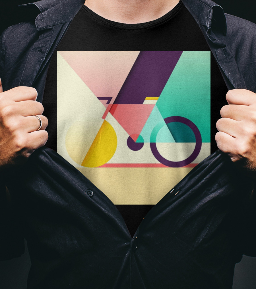 Colourful Geometric Bicycle Abstraction T-Shirt