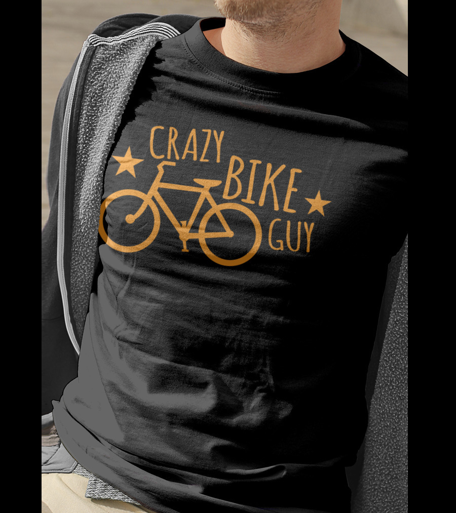CRAZY BIKE GUY Bicycle Stars Fun T-Shirt