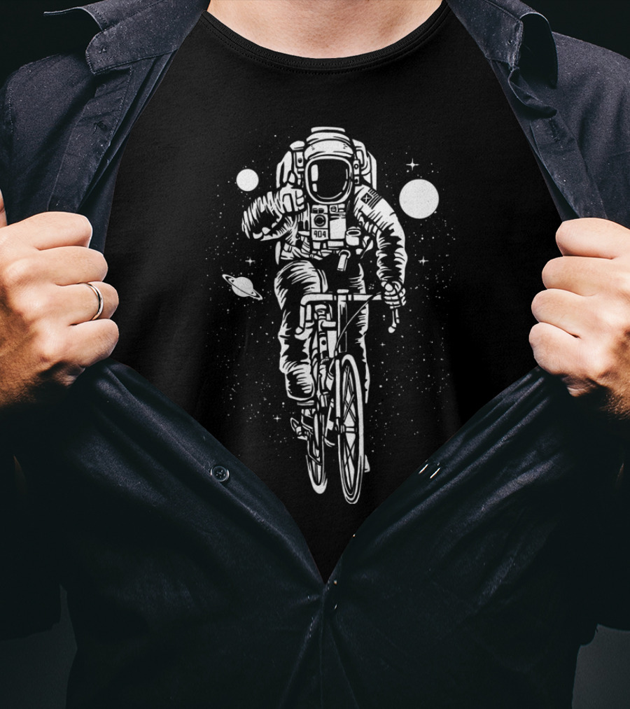 Astronaut Biking Through Space Planets 404 Error T-Shirt