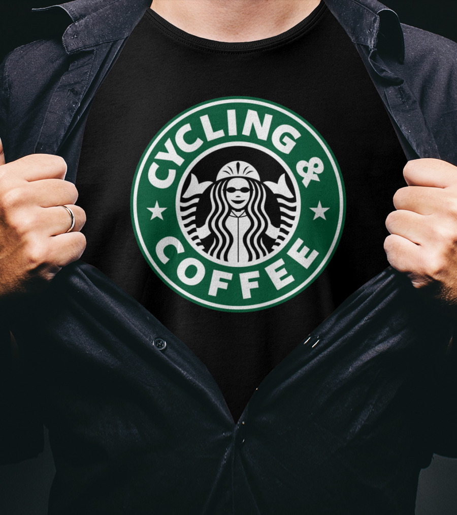 Cycling And Coffee Logo Parody Starbucks T-Shirt