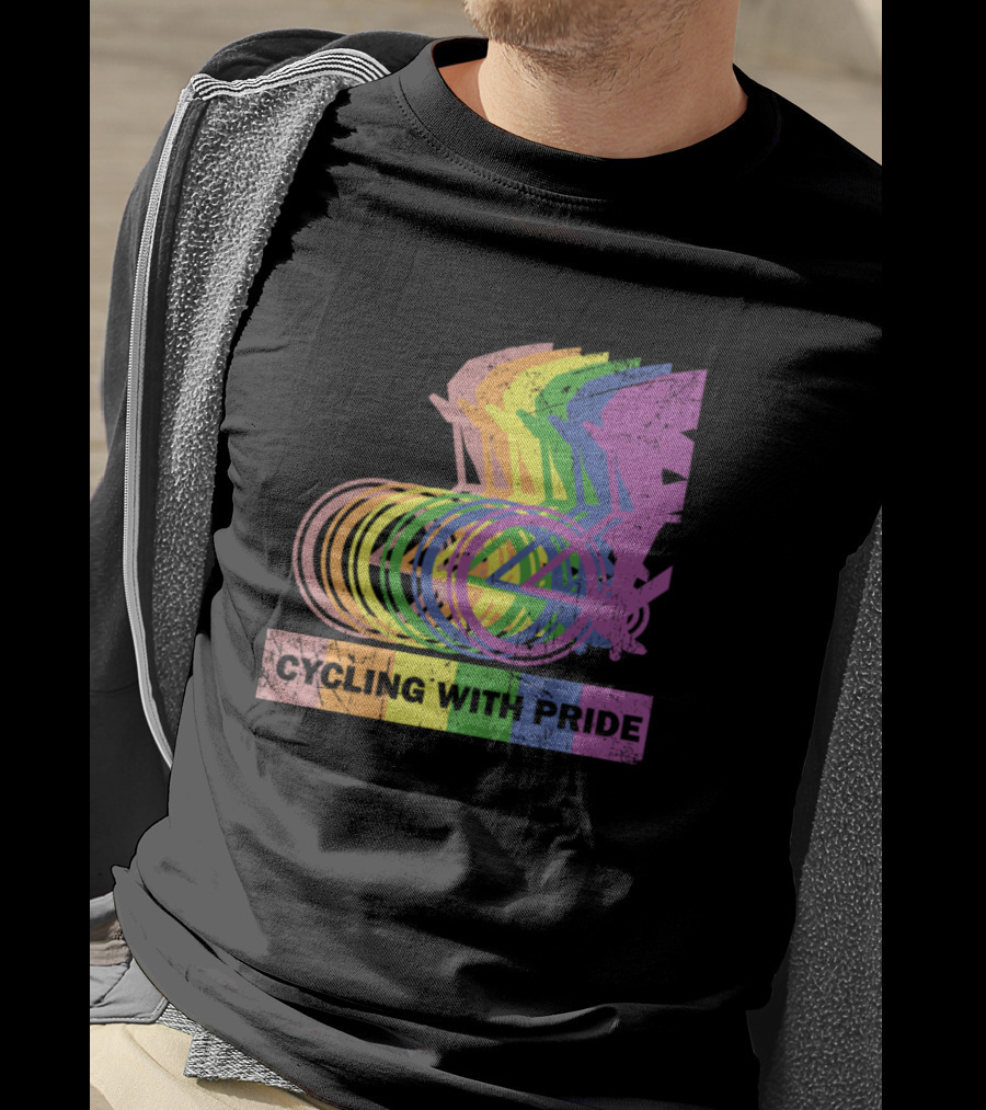 Cycling With Pride Christopher Street Rainbow Bicycle T-Shirt
