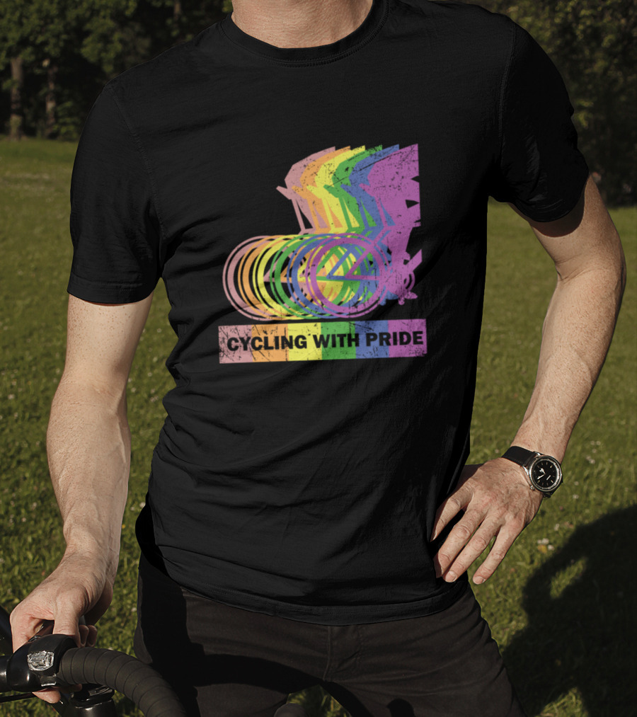 Cycling With Pride Christopher Street Rainbow Bicycle T-Shirt