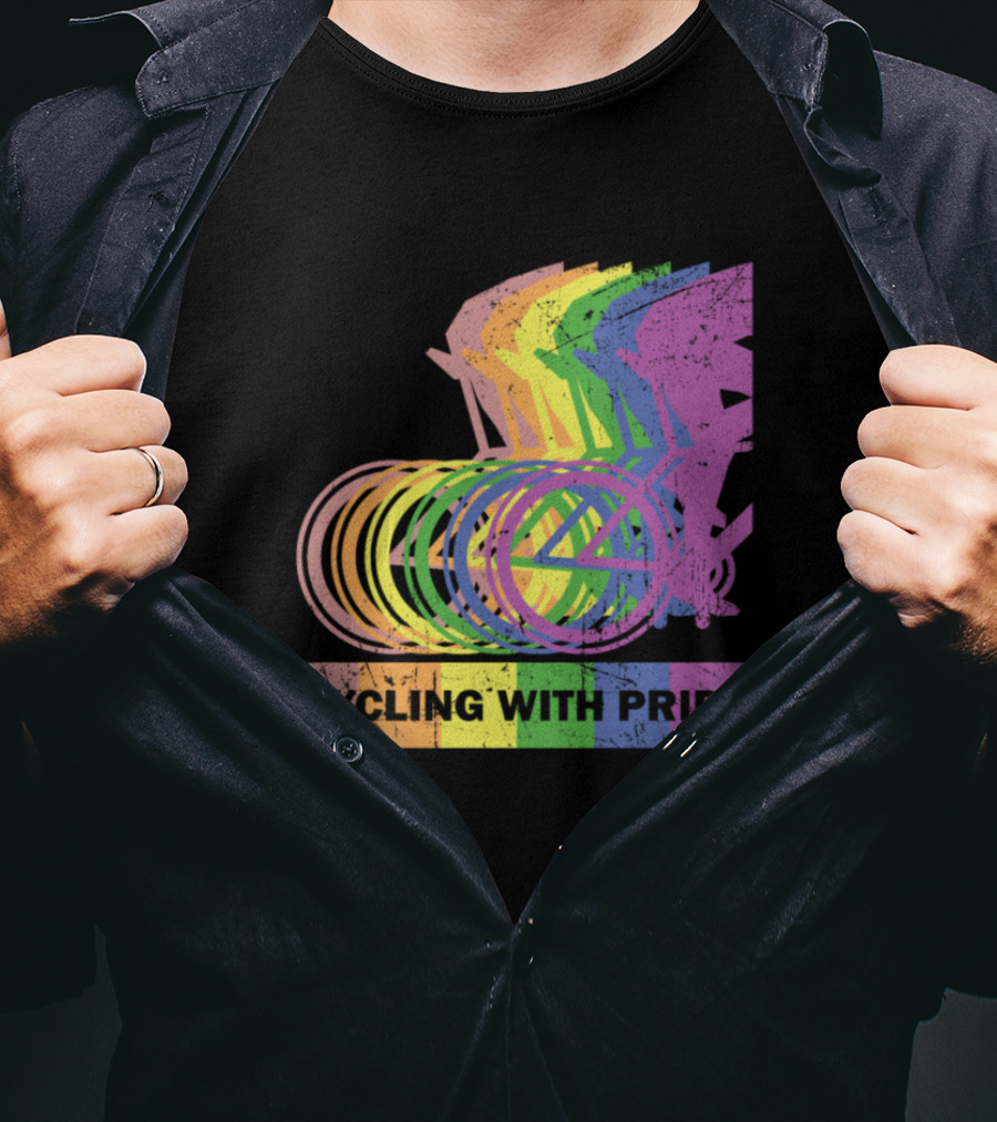 Cycling With Pride Christopher Street Rainbow Bicycle T-Shirt