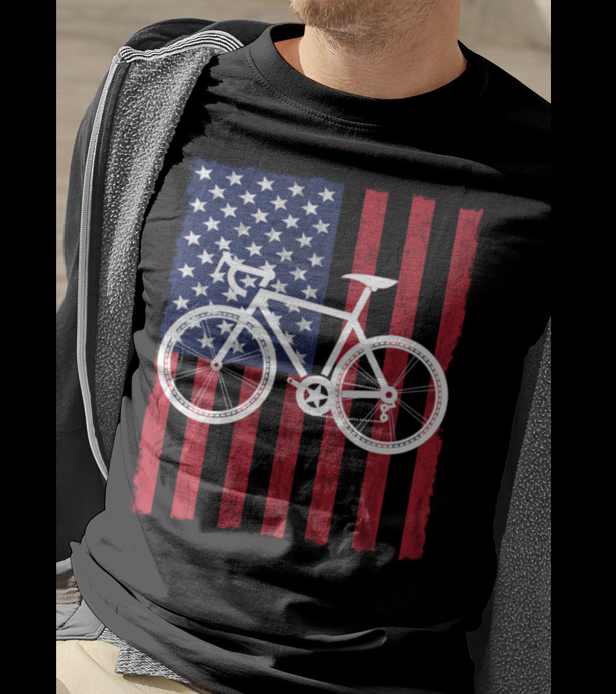 USA Flag Bicycle T-Shirt