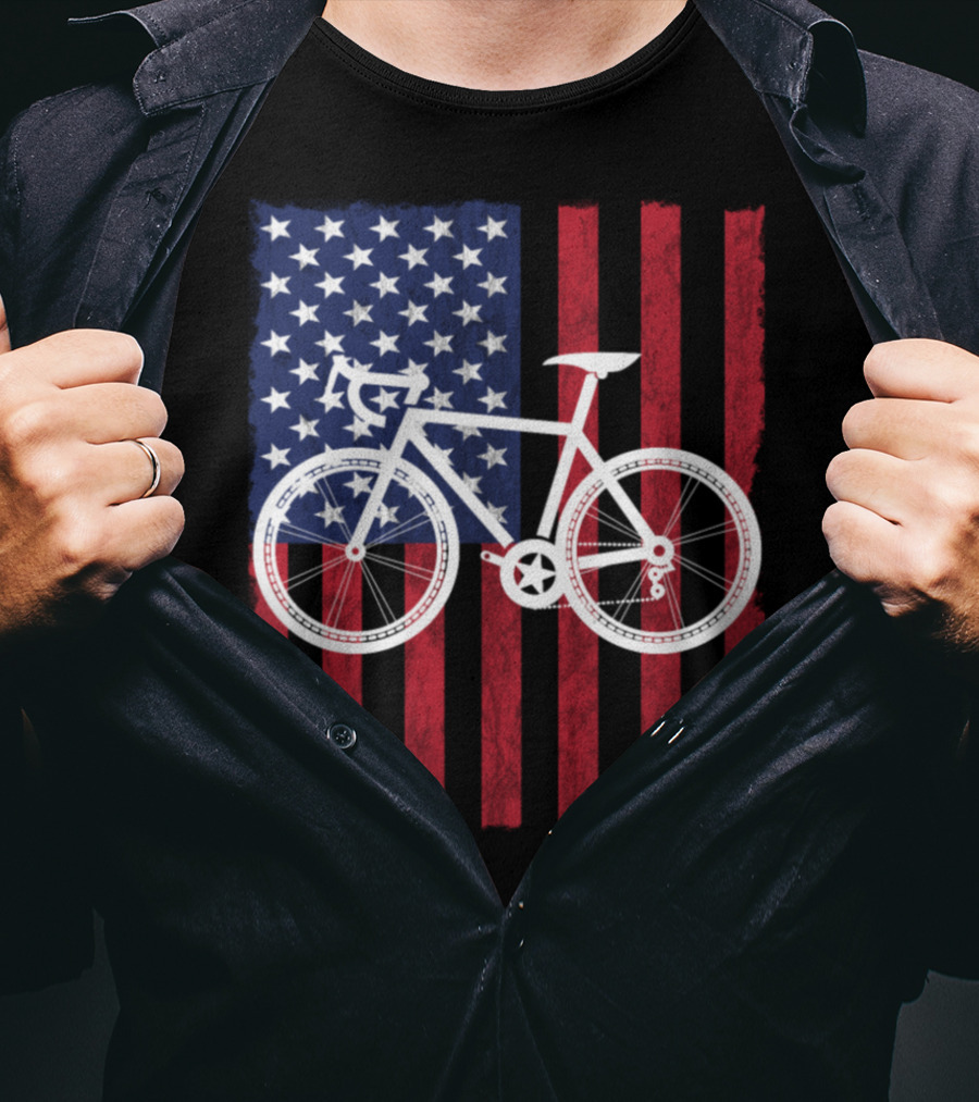 USA Flag Bicycle T-Shirt