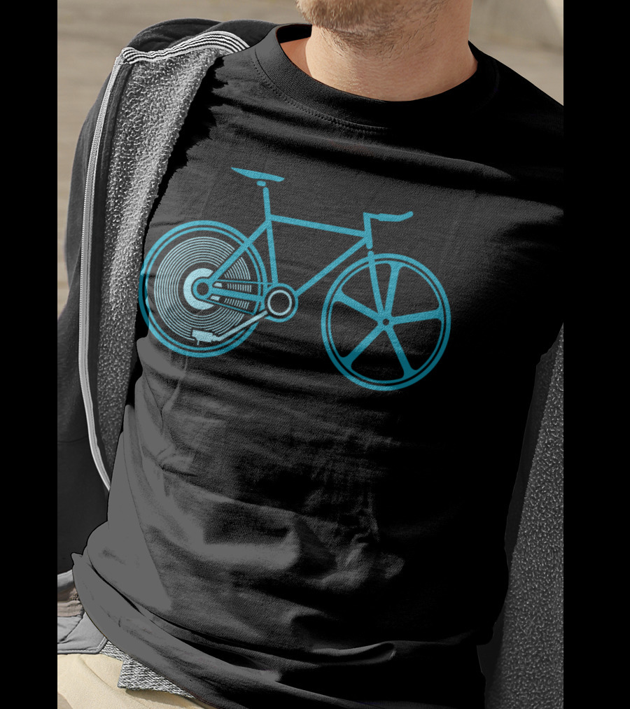 Fixed Beats Bicycle Blueprint Audio Wheel T-Shirt