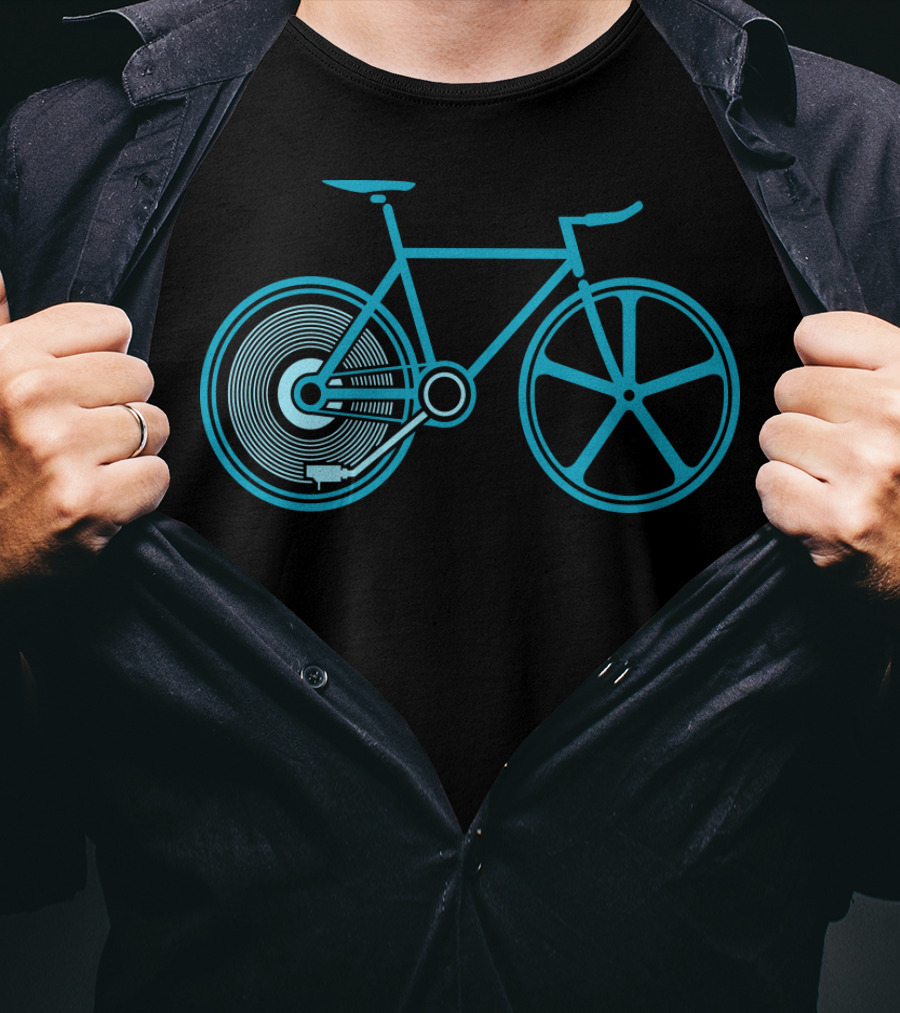 Fixed Beats Bicycle Blueprint Audio Wheel T-Shirt