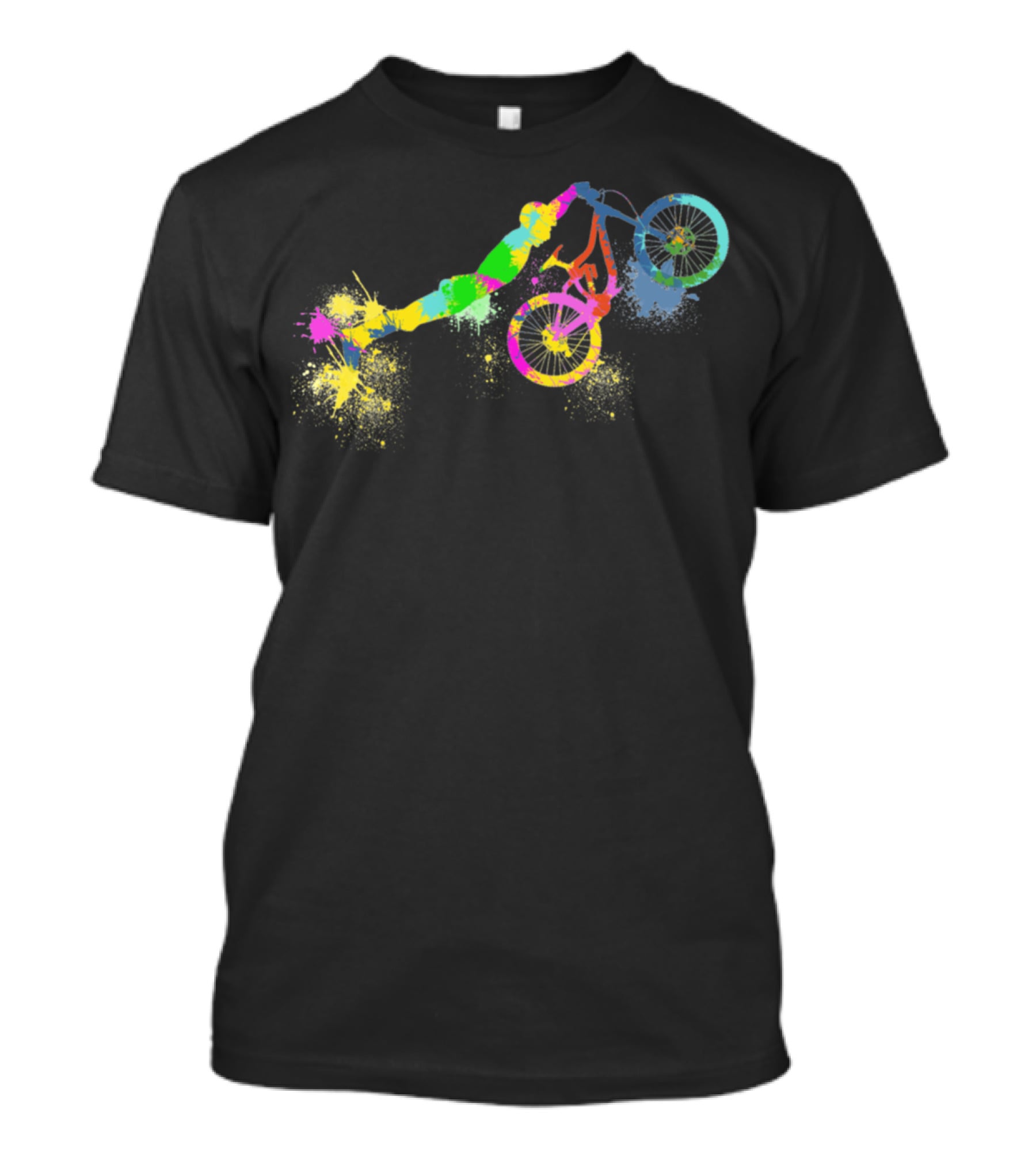 Festif Bike Colorful BMX Stunt Paint Splatter T-Shirt