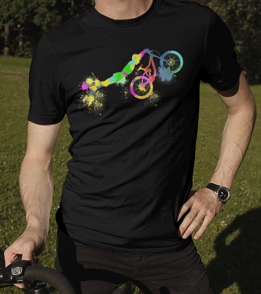 Festif Bike Colorful BMX Stunt Paint Splatter T-Shirt