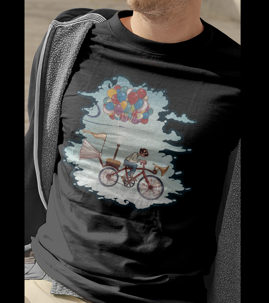 Flight Series Three Whimsical Bicycle Balloon Adventure T-Shirt
