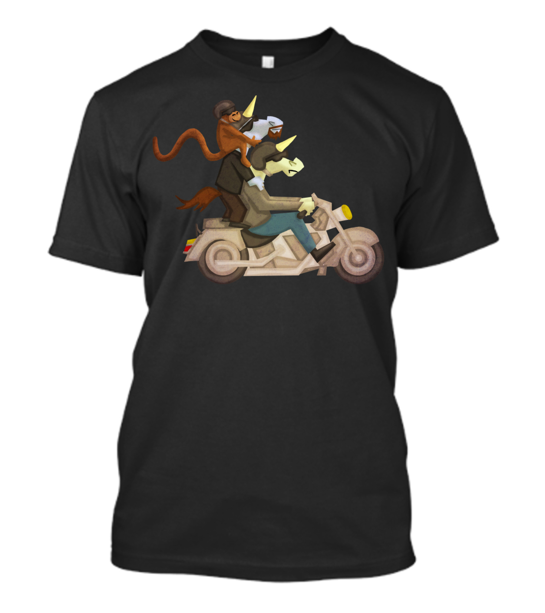 Free Ride Unicorn Monkey Motorcycle Adventure T-Shirt