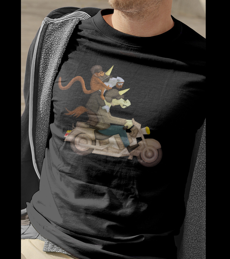 Free Ride Unicorn Monkey Motorcycle Adventure T-Shirt