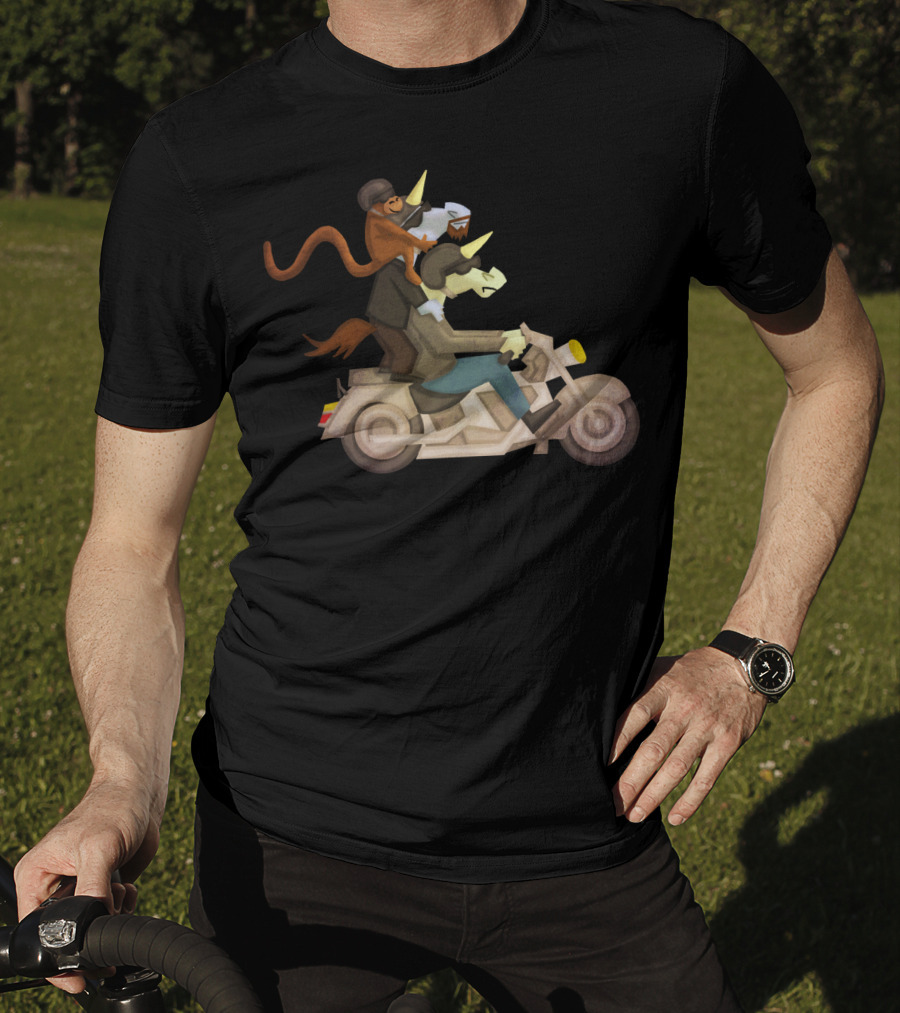 Free Ride Unicorn Monkey Motorcycle Adventure T-Shirt