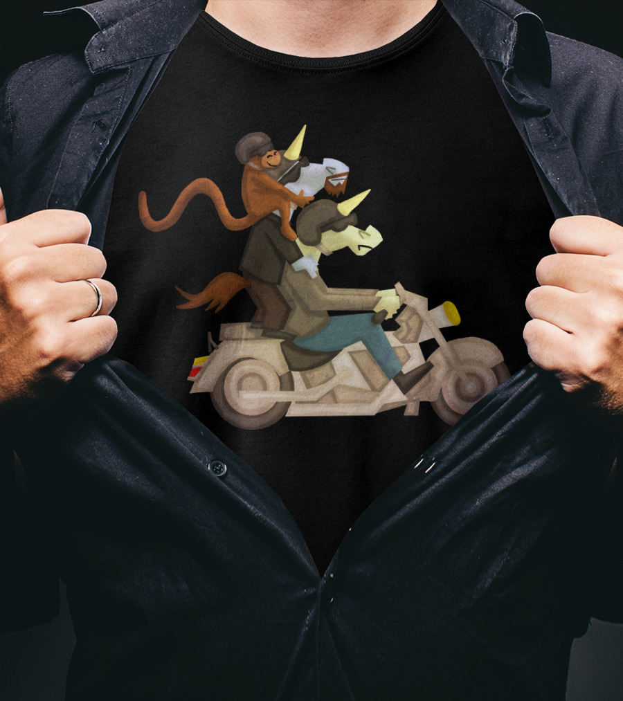 Free Ride Unicorn Monkey Motorcycle Adventure T-Shirt