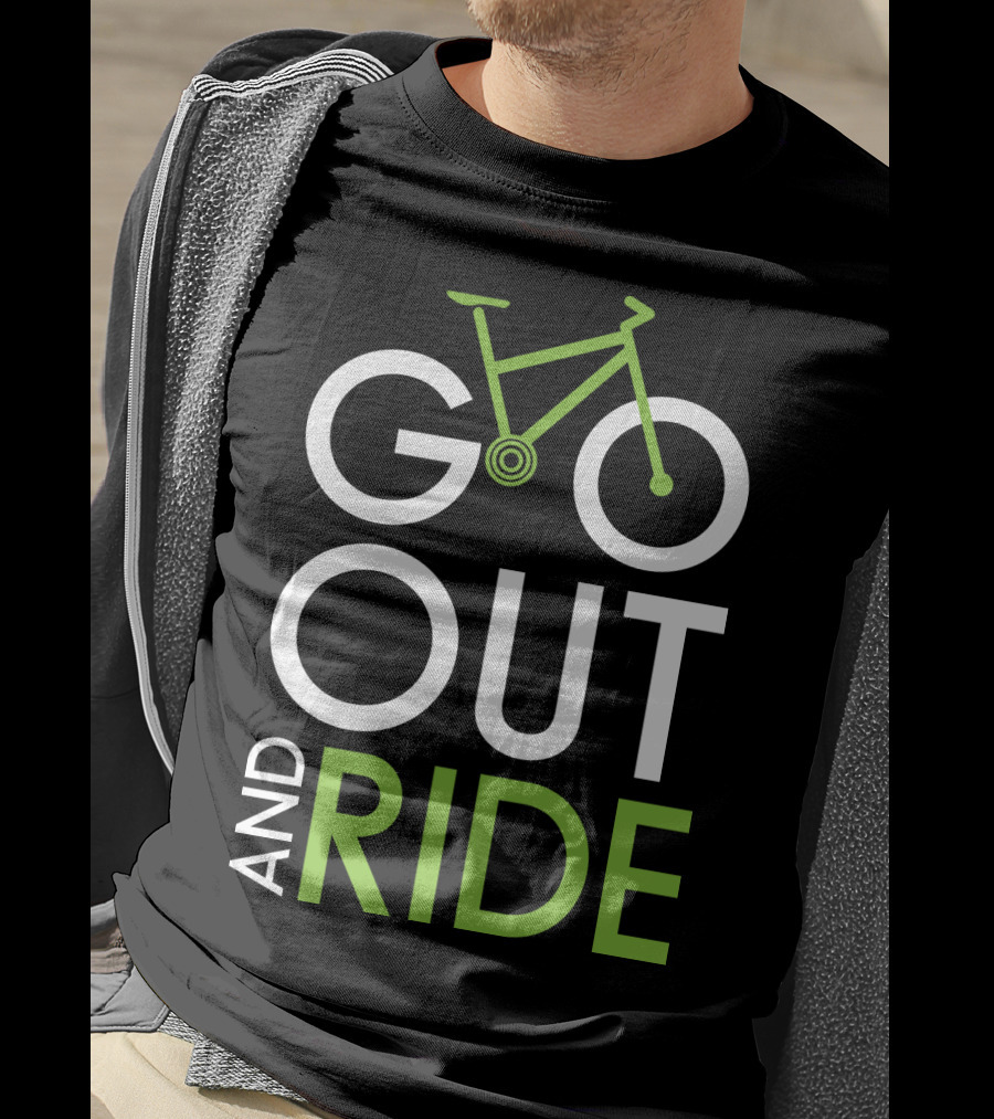 GO OUT AND RIDE Bicycle Adventure Text T-Shirt