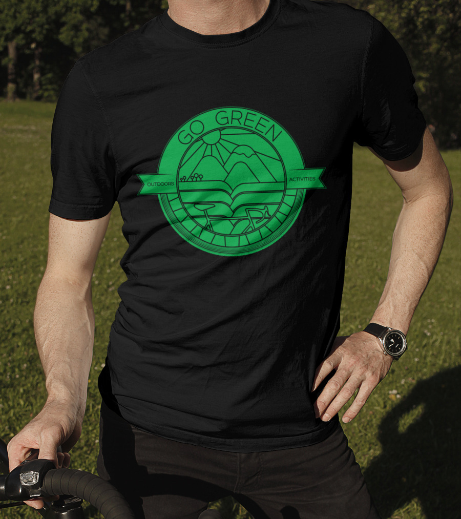 Go Green Outdoors Activities Mountain Cycling Scenery T-Shirt