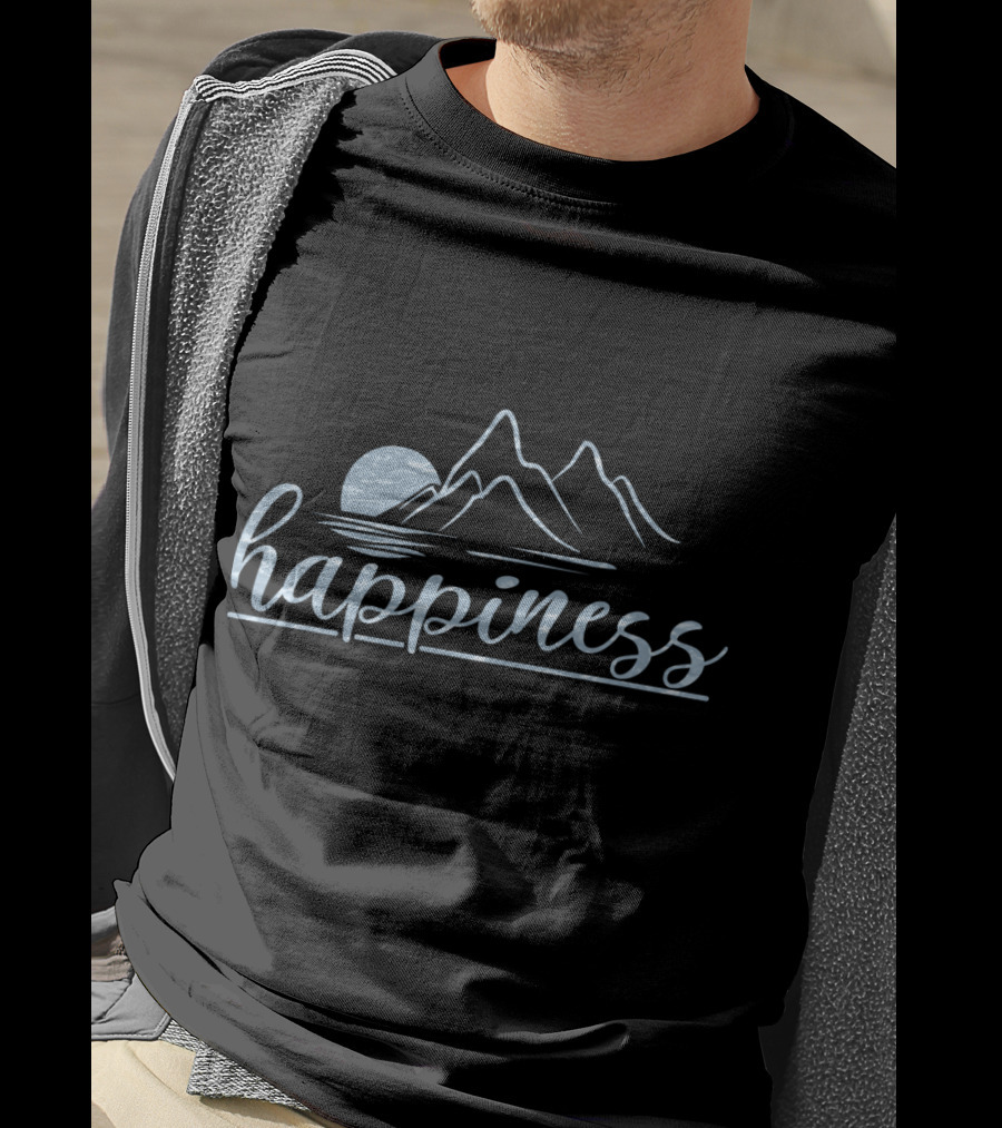 Happiness Mountains And Moon Scene T-Shirt