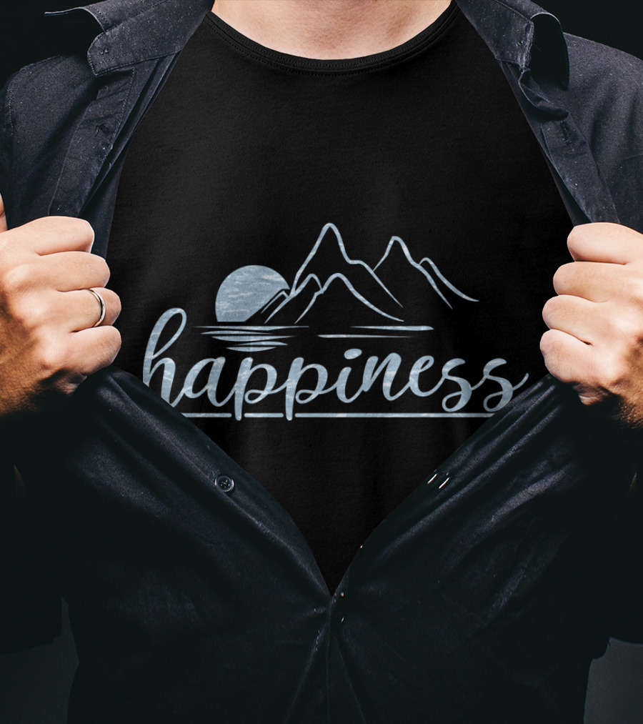 Happiness Mountains And Moon Scene T-Shirt