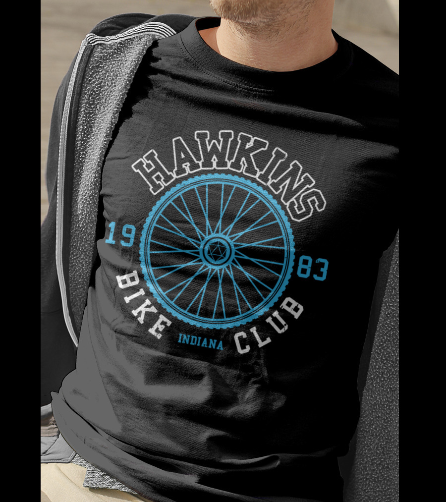 Hawkins Bike Club 1983 Indiana Wheel Emblem T-Shirt