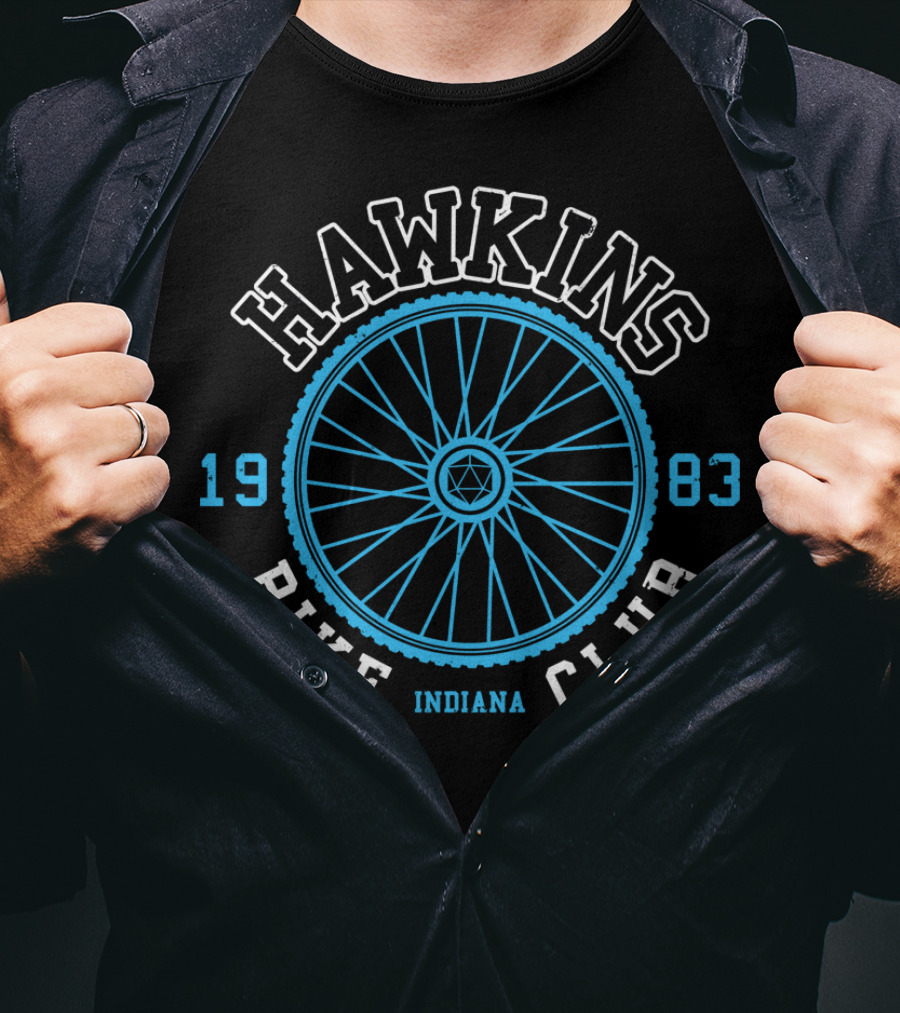 Hawkins Bike Club 1983 Indiana Wheel Emblem T-Shirt