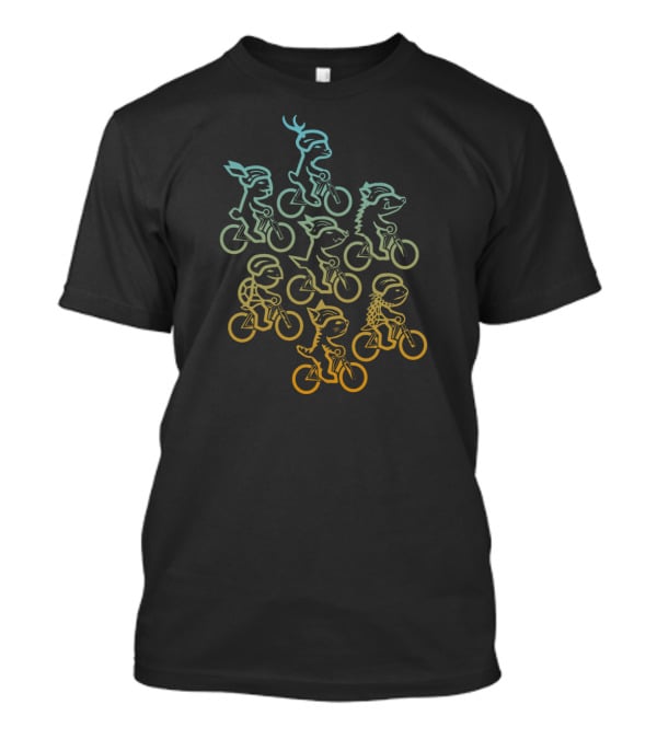 Herd Of Dessert Cycling Animals In Rainbow Formation T-Shirt