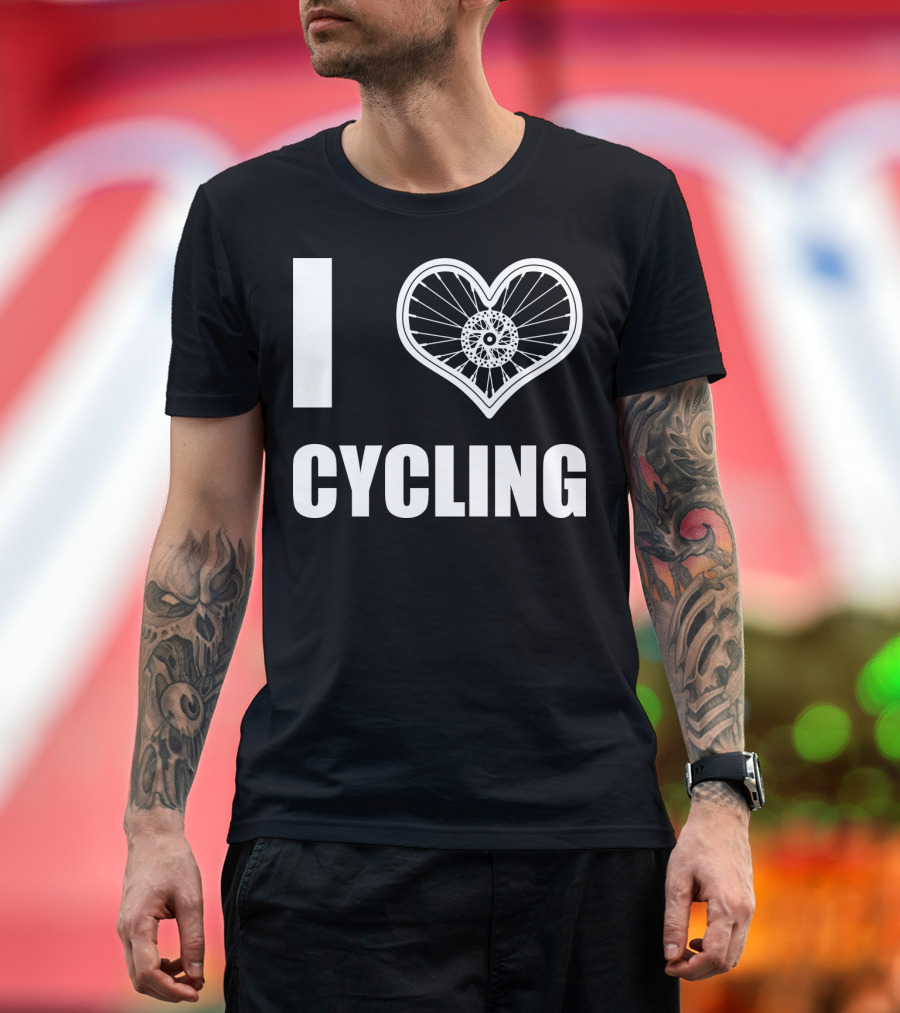 I Love Cycling Bicycle Wheel Heart T-Shirt