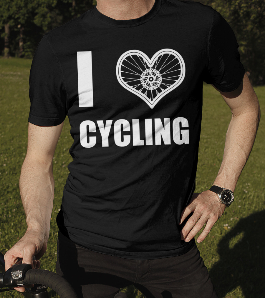 I Love Cycling Bicycle Wheel Heart T-Shirt