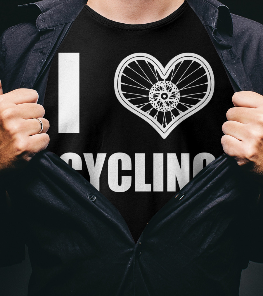 I Love Cycling Bicycle Wheel Heart T-Shirt