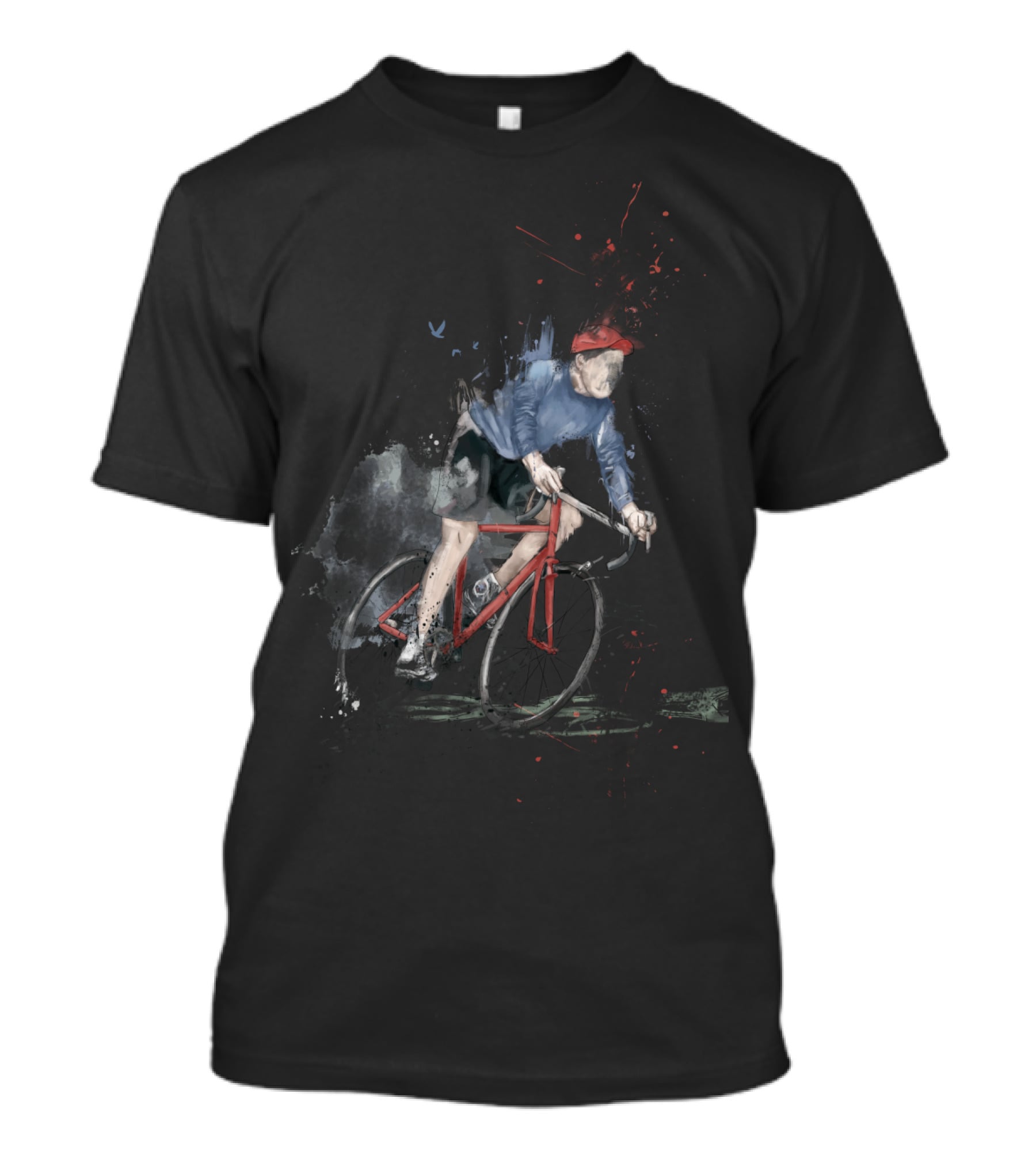 I Want To Ride My Bicycle Red Racing Cyclist In Blue And Red Cap T-Shirt