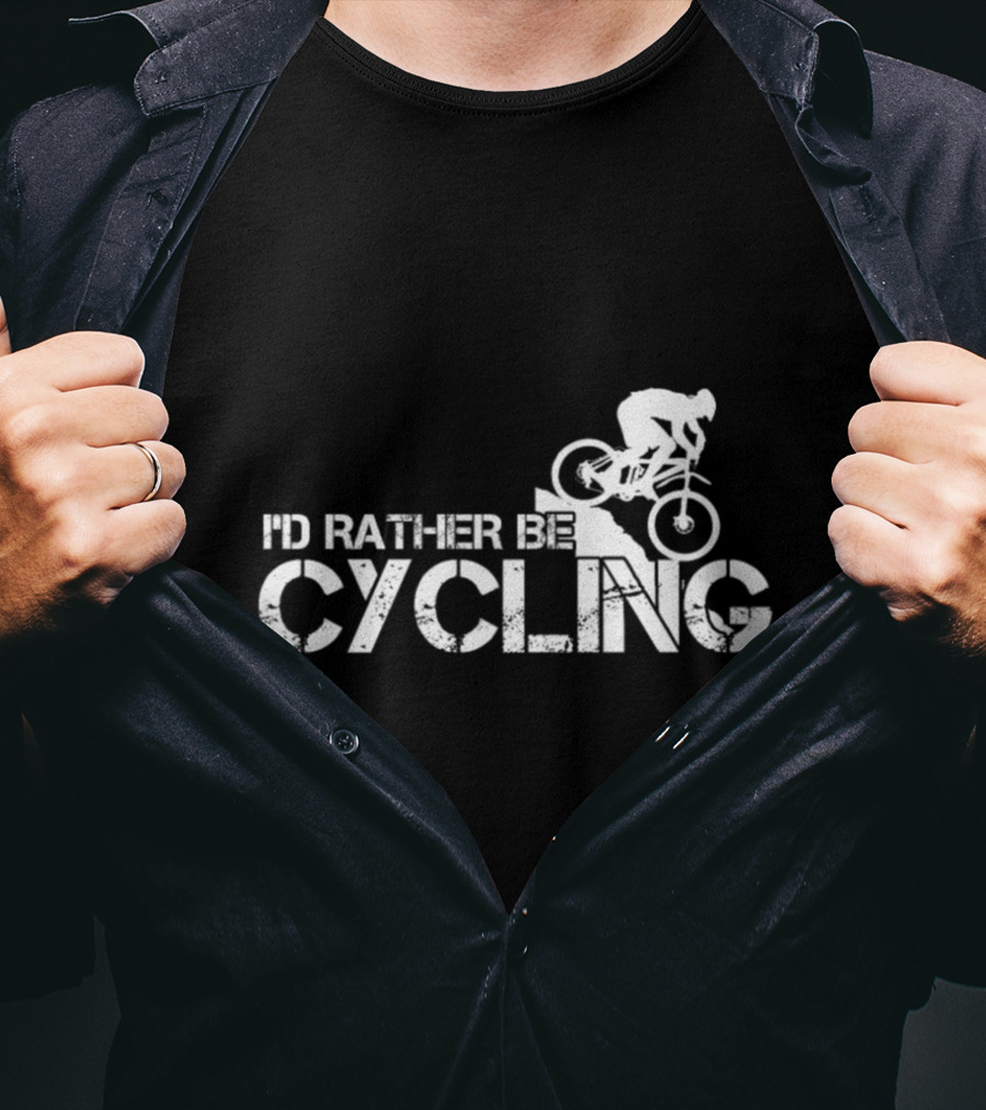 I'd Rather Be Cycling Stairs Downhill MTB Adventure T-Shirt