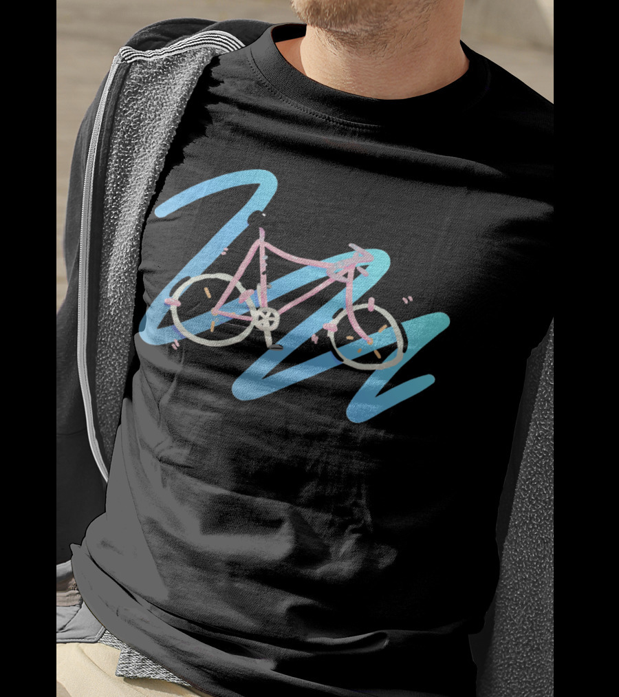 It's A Bike Pastel Bicycle With Abstract Blue Swirls T-Shirt