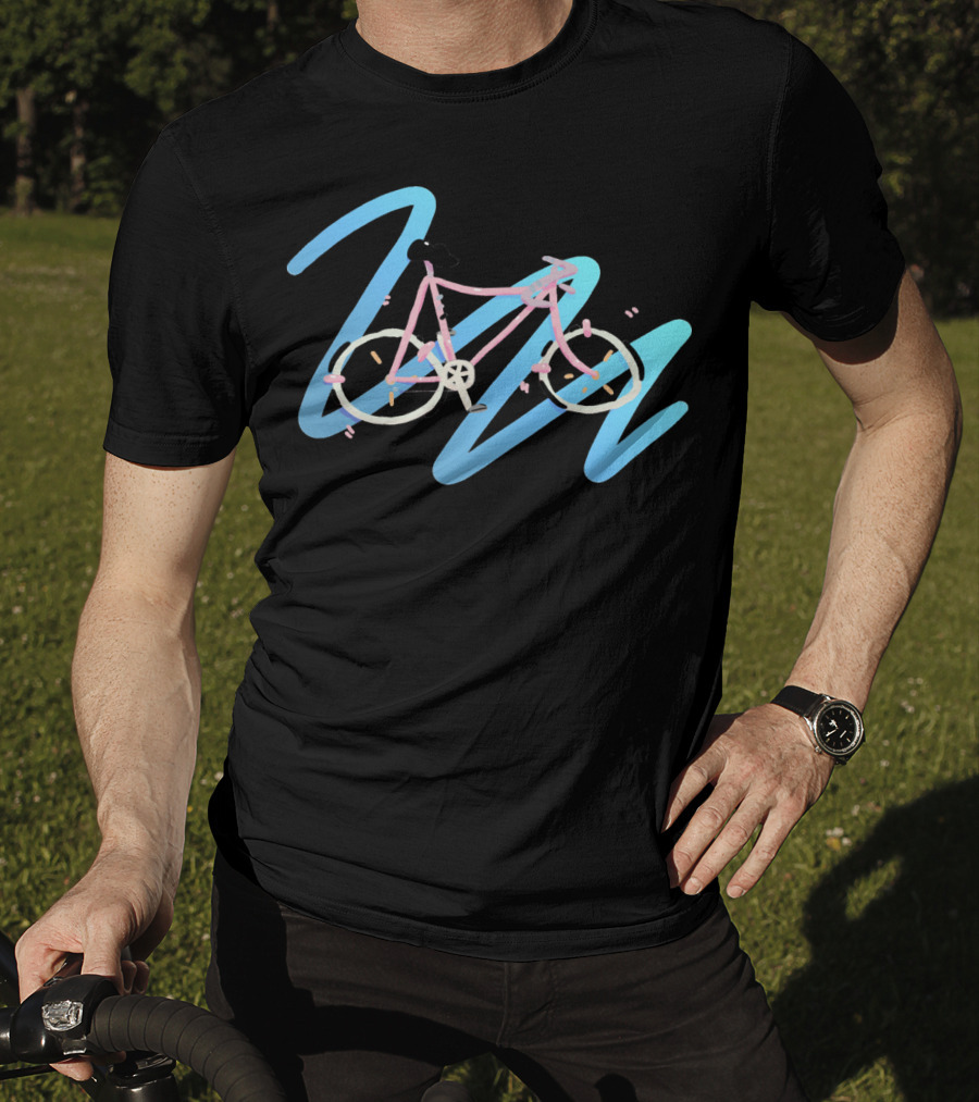 It's A Bike Pastel Bicycle With Abstract Blue Swirls T-Shirt