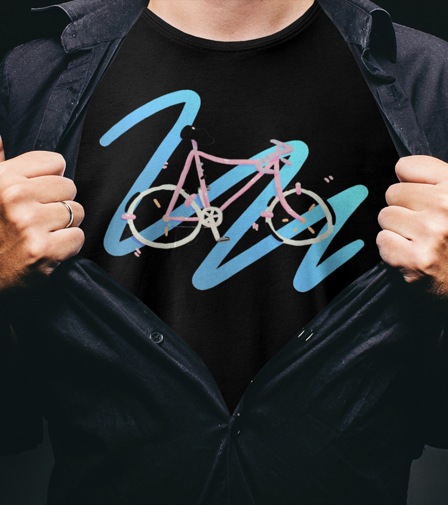 It's A Bike Pastel Bicycle With Abstract Blue Swirls T-Shirt