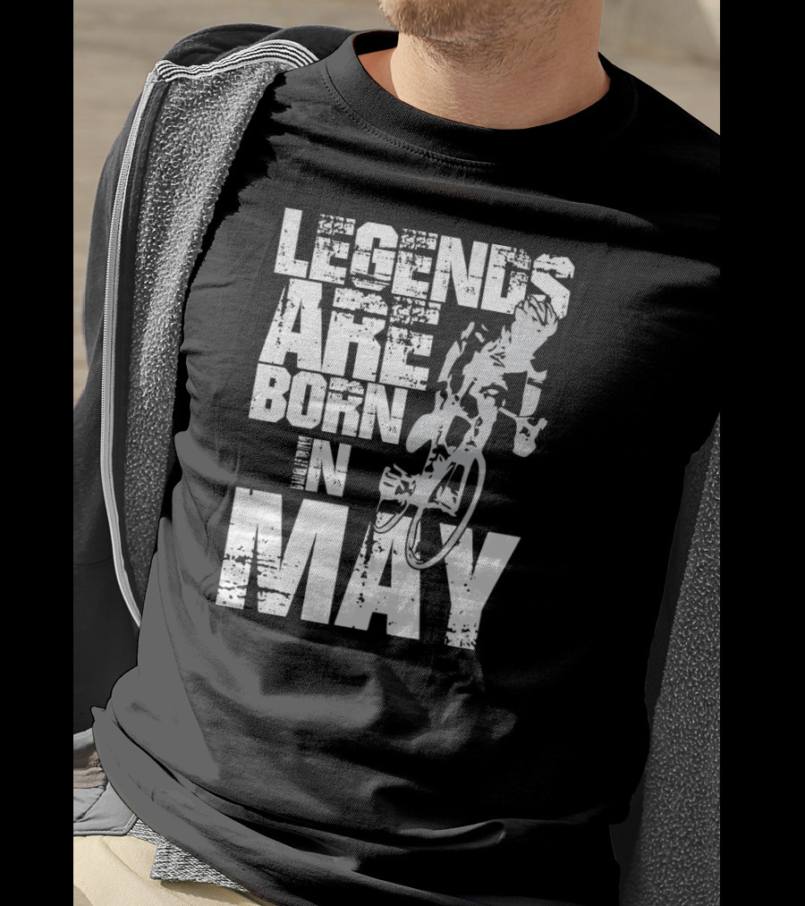 Legends Are Born In May Cycling Vintage Style Mountain Bike Enthusiasts T-Shirt