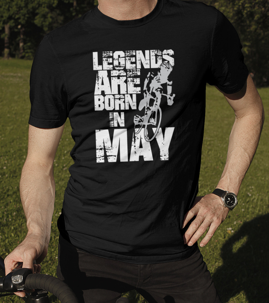Legends Are Born In May Cycling Vintage Style Mountain Bike Enthusiasts T-Shirt