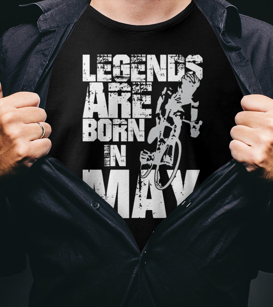Legends Are Born In May Cycling Vintage Style Mountain Bike Enthusiasts T-Shirt