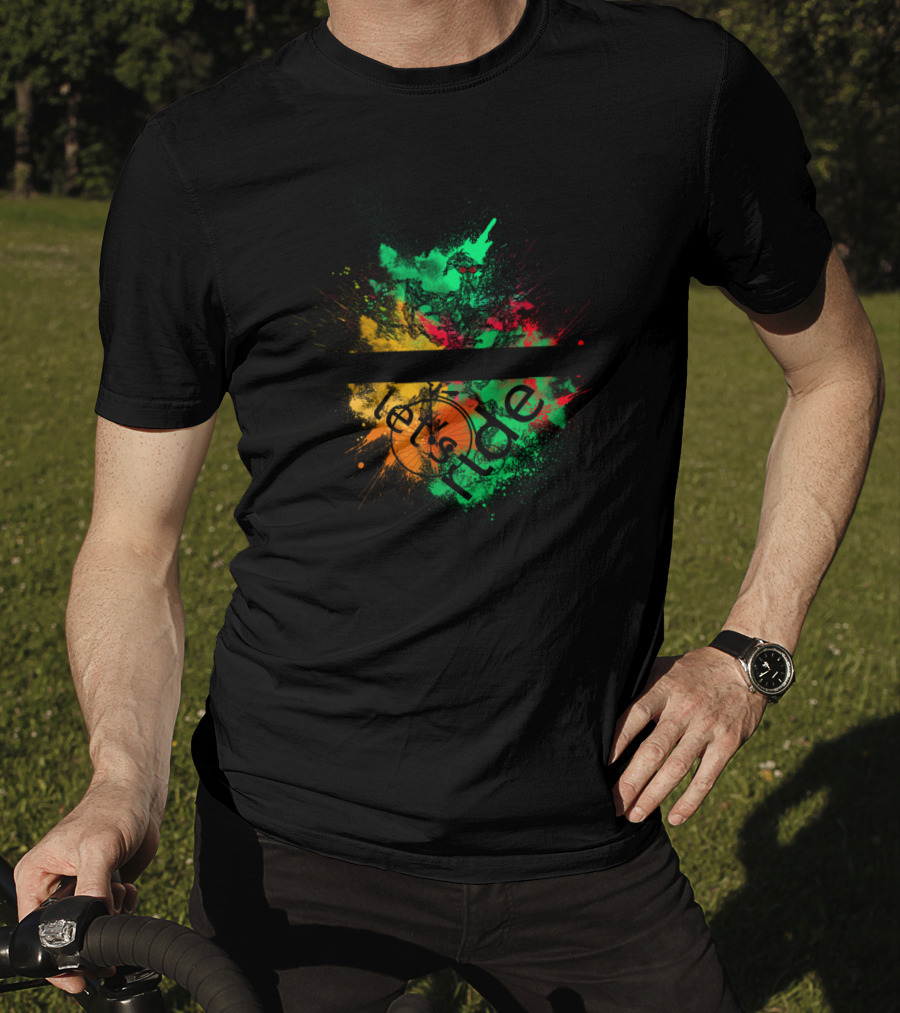 LetsRide Bicycle Paint Splatter Green Yellow Red T-Shirt