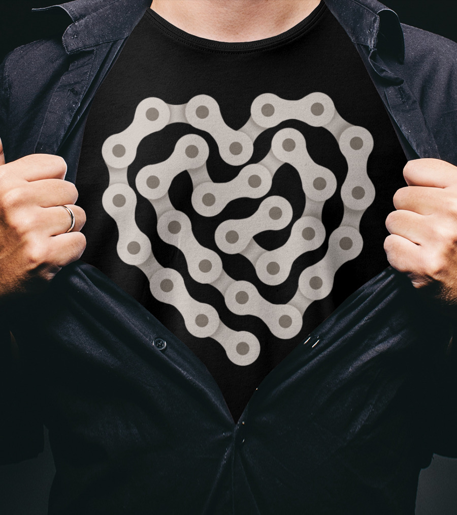 Love Biking Heart Chain T-Shirt