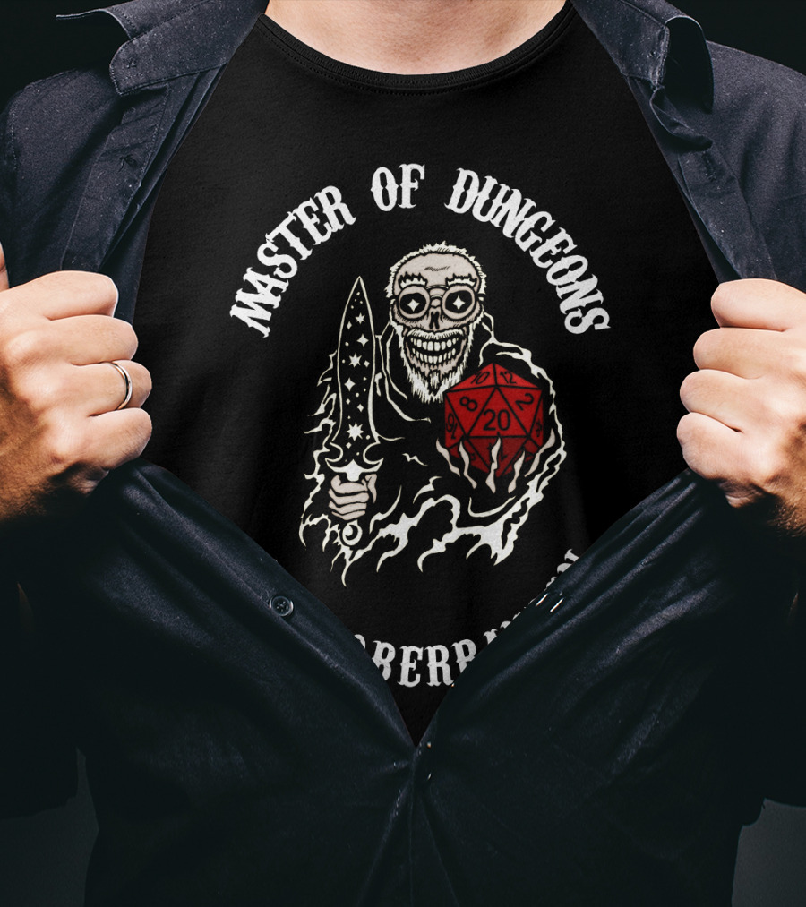 Master Of Dungeons Menzoberranzan Dice Wielding Skeleton With Starry Sword T-Shirt