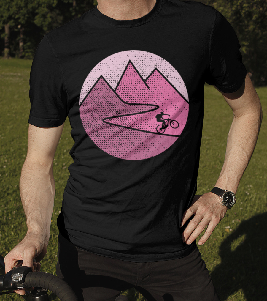Mountain Bike Cycling Scenic Adventure In Pink Mountains T-Shirt