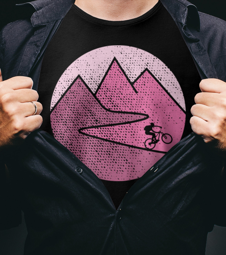 Mountain Bike Cycling Scenic Adventure In Pink Mountains T-Shirt