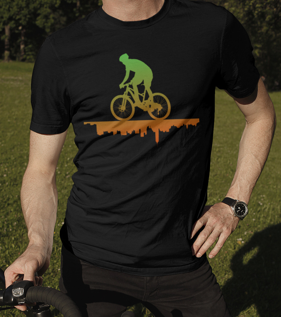 MTB Free Your Mind Cyclist Urban Skyline Gradient T-Shirt
