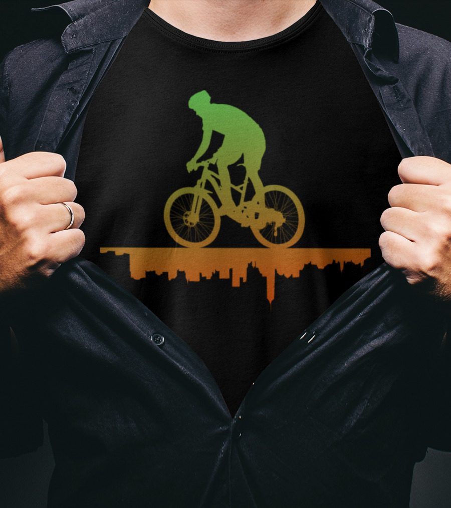 MTB Free Your Mind Cyclist Urban Skyline Gradient T-Shirt