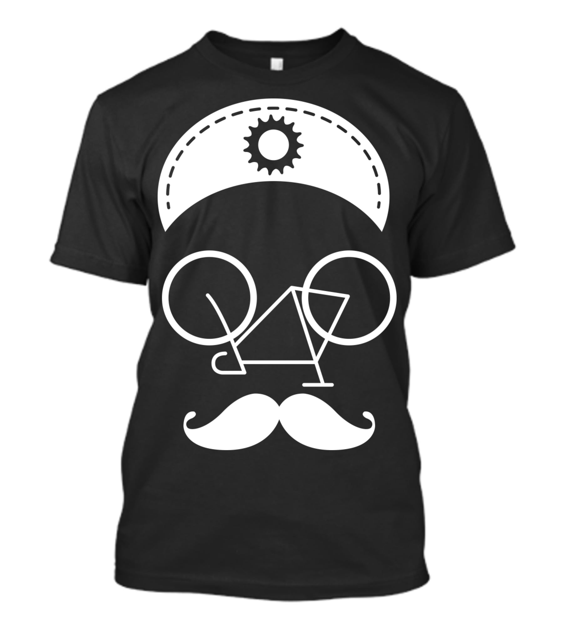 Bicycle Mustache Face Helmet Gear T-Shirt